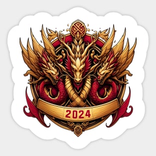 Wooden Gold Red Dragon 2024 Sticker